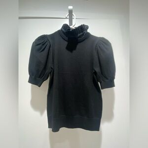 Alice + Olivia Black Chase Puff Sleeve Sweater in Black